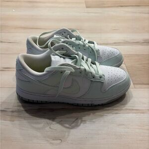 Mint green and white Nike dunks